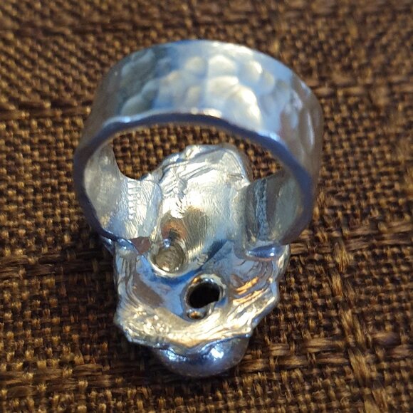 Unusual Bold Vintage 1960s Silver .500 Hammered Brutalist Statement Ring - Picture 10 of 14